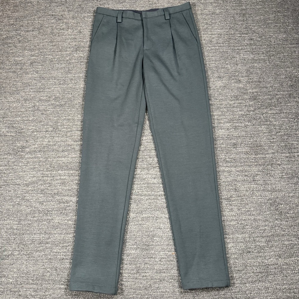 Emporio Armani Pleated Dress Pants Men 32 Green Slim Knit Wool Blend Italy Bloke